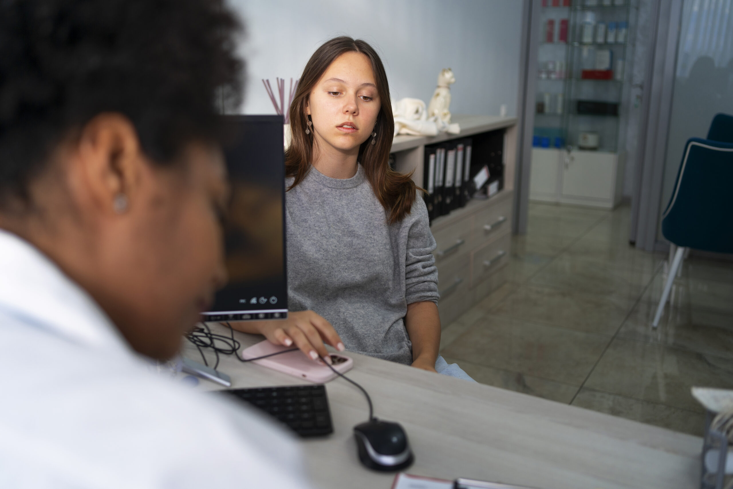 high-angle patient during the doctor's appointment