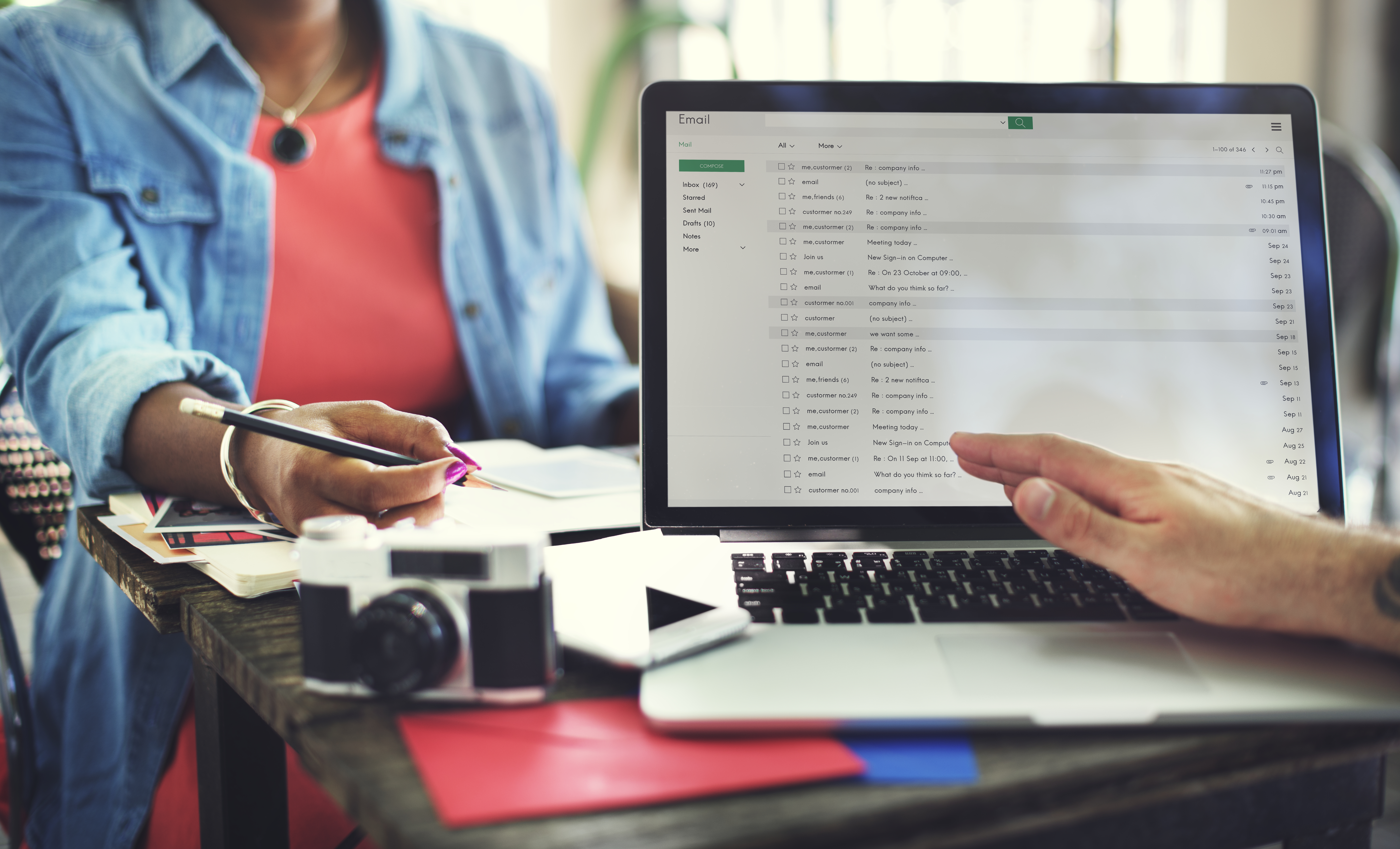 People Teamwork Laptop Technology Working Email Concept