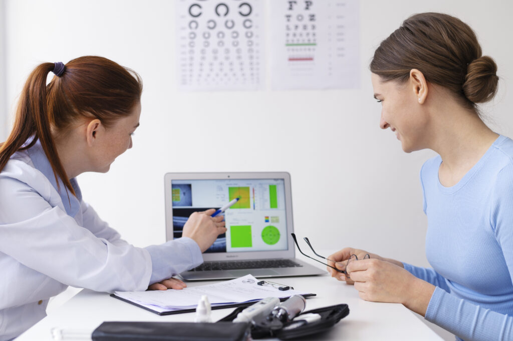 a doctor testing a patient’s eyesight